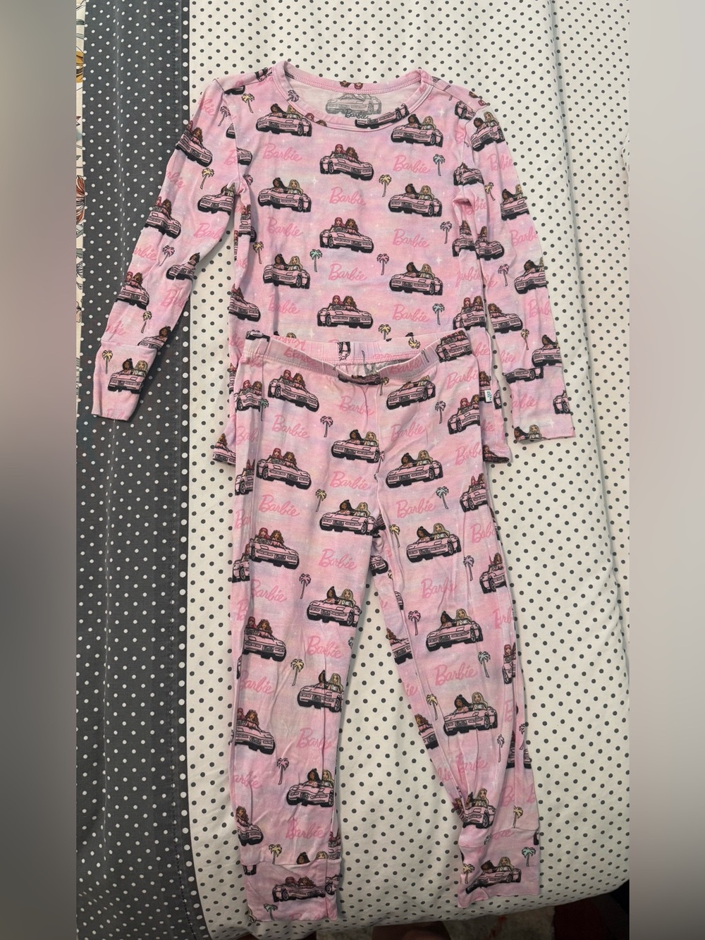 Posh Peanut Barbie Girls' Pink Pajama Set - Long Sleeve Top & Pants